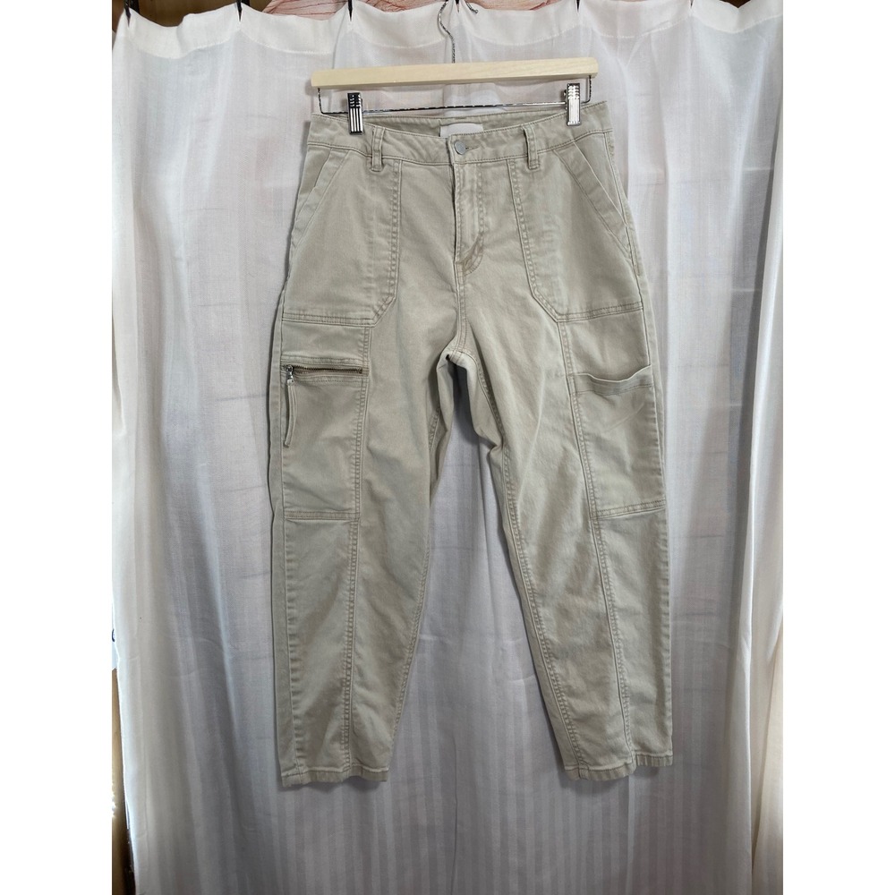 Habitual Women Cargo Crop Pants Khaki Utility Zipper Pockets Casual 8 29